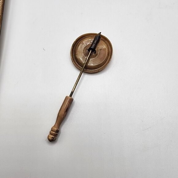 Vintage 1920's Round Celluloid Stick Pin Button Shape Grannycore - Picture 3 of 5